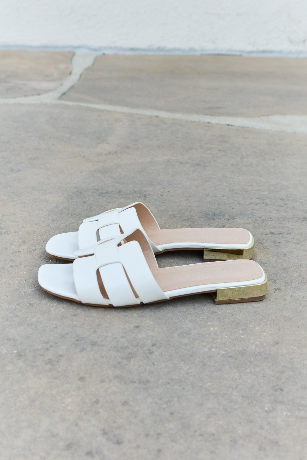 Walk It Out Slide Sandals in Icy White - SAVLUXE