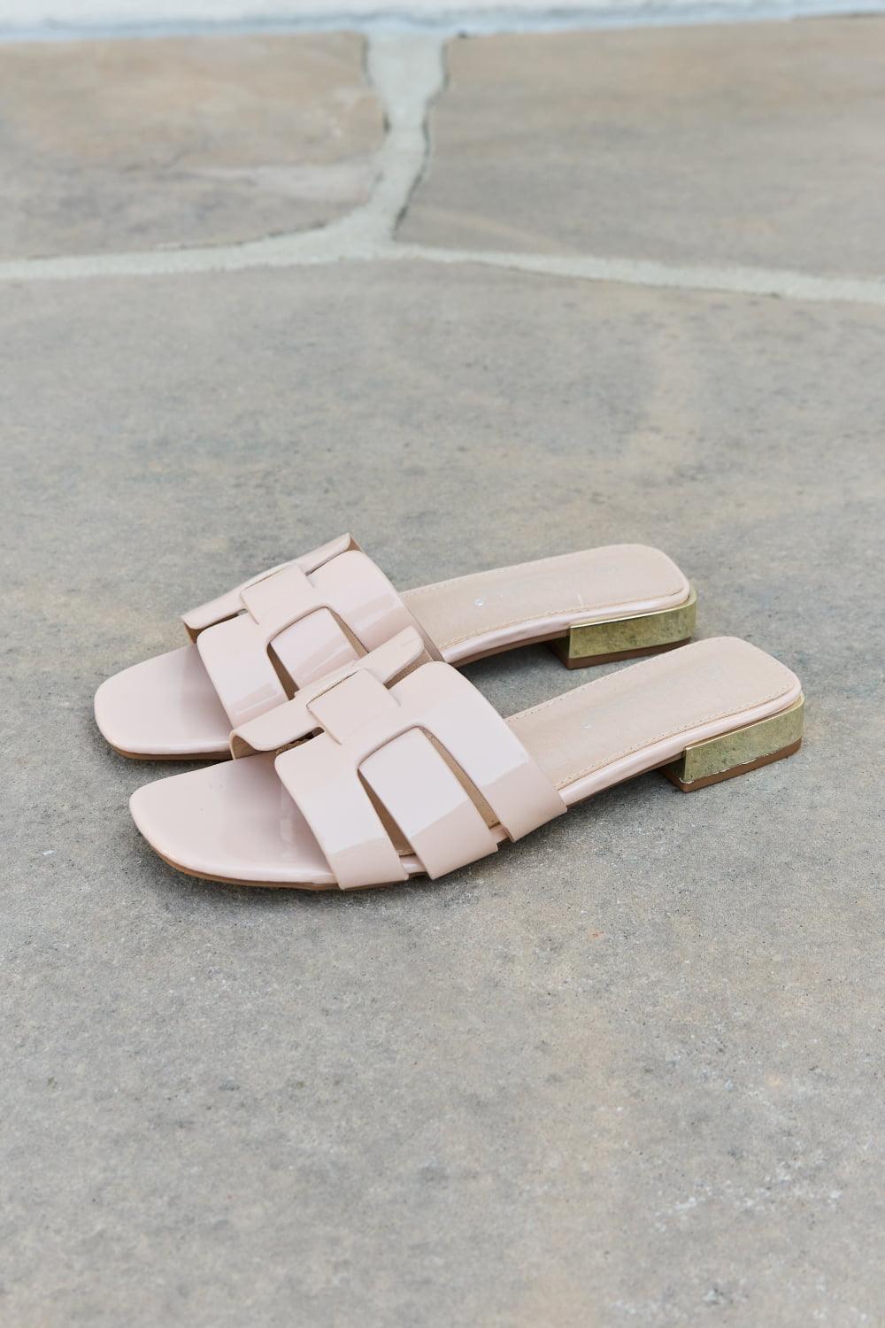 Walk It Out Slide Sandals in Nude - SAVLUXE